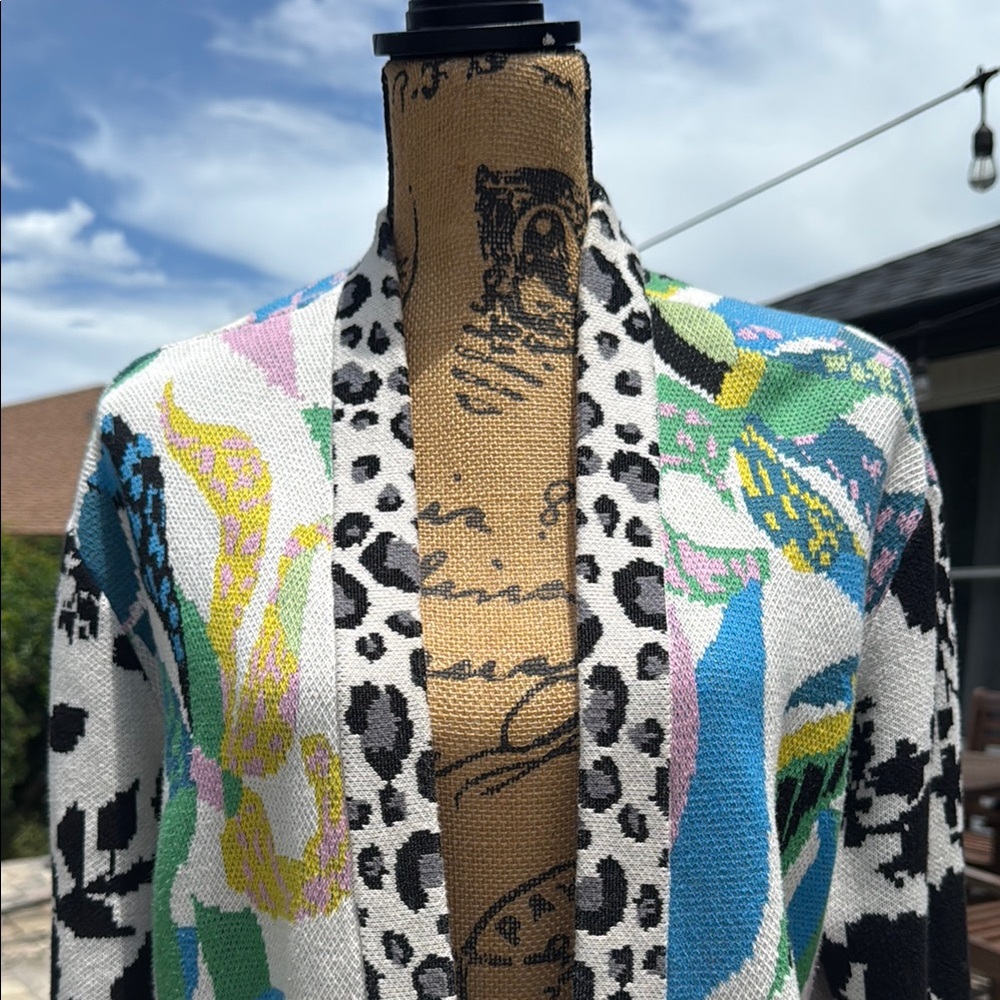 Maeve Anthropologie Savannah Contrast Colorful Patterned Cardigan Size XS - Picture 4 of 14